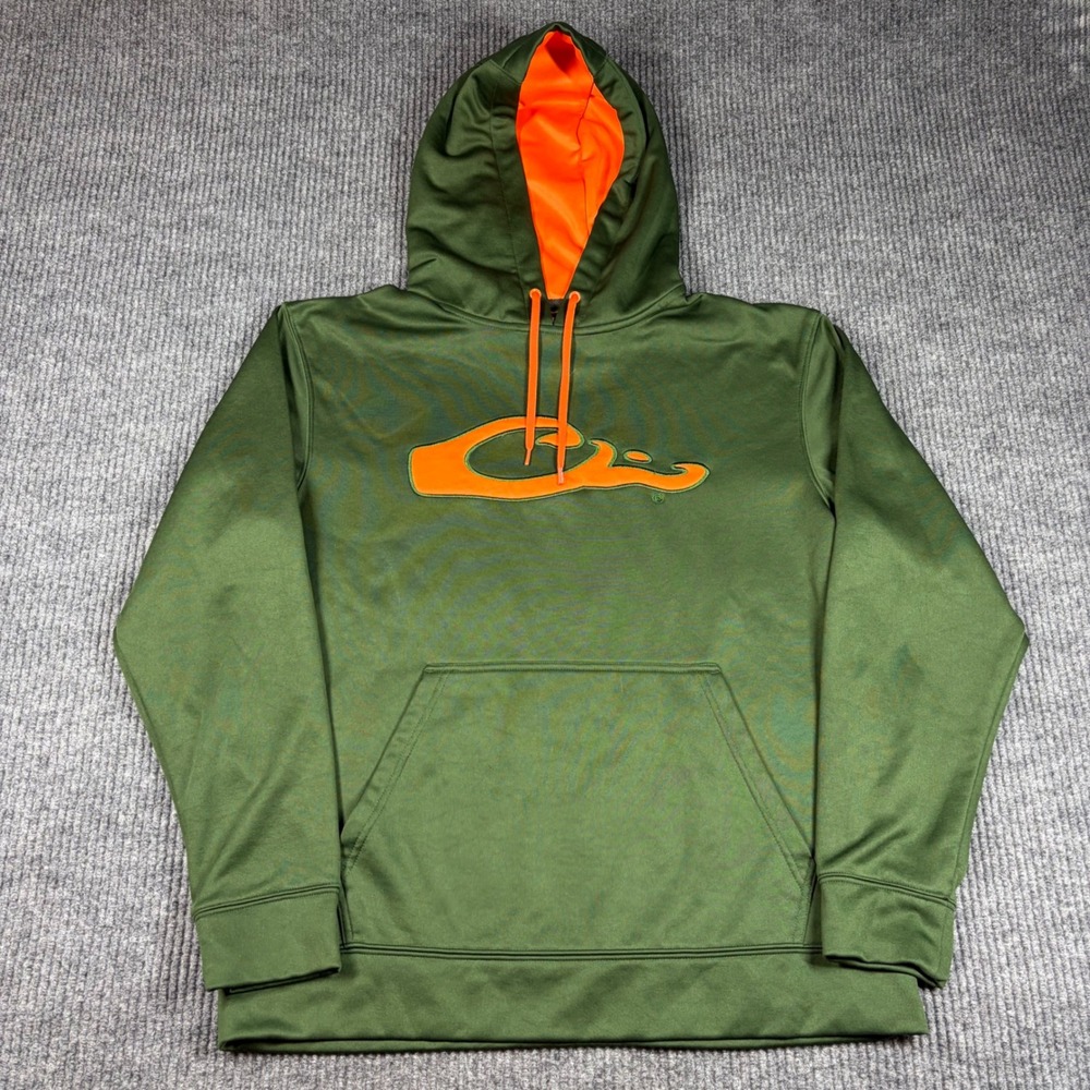 Drake Clothing Company Hoodie Men's S Green Orange Logo Sweatshirt